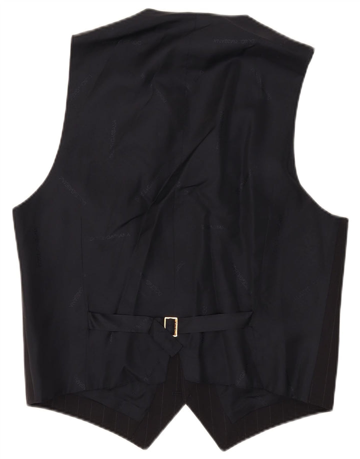 Gilet Uomo Dolce & Gabbana IT 52 Large Lana a Righe Blu Navy