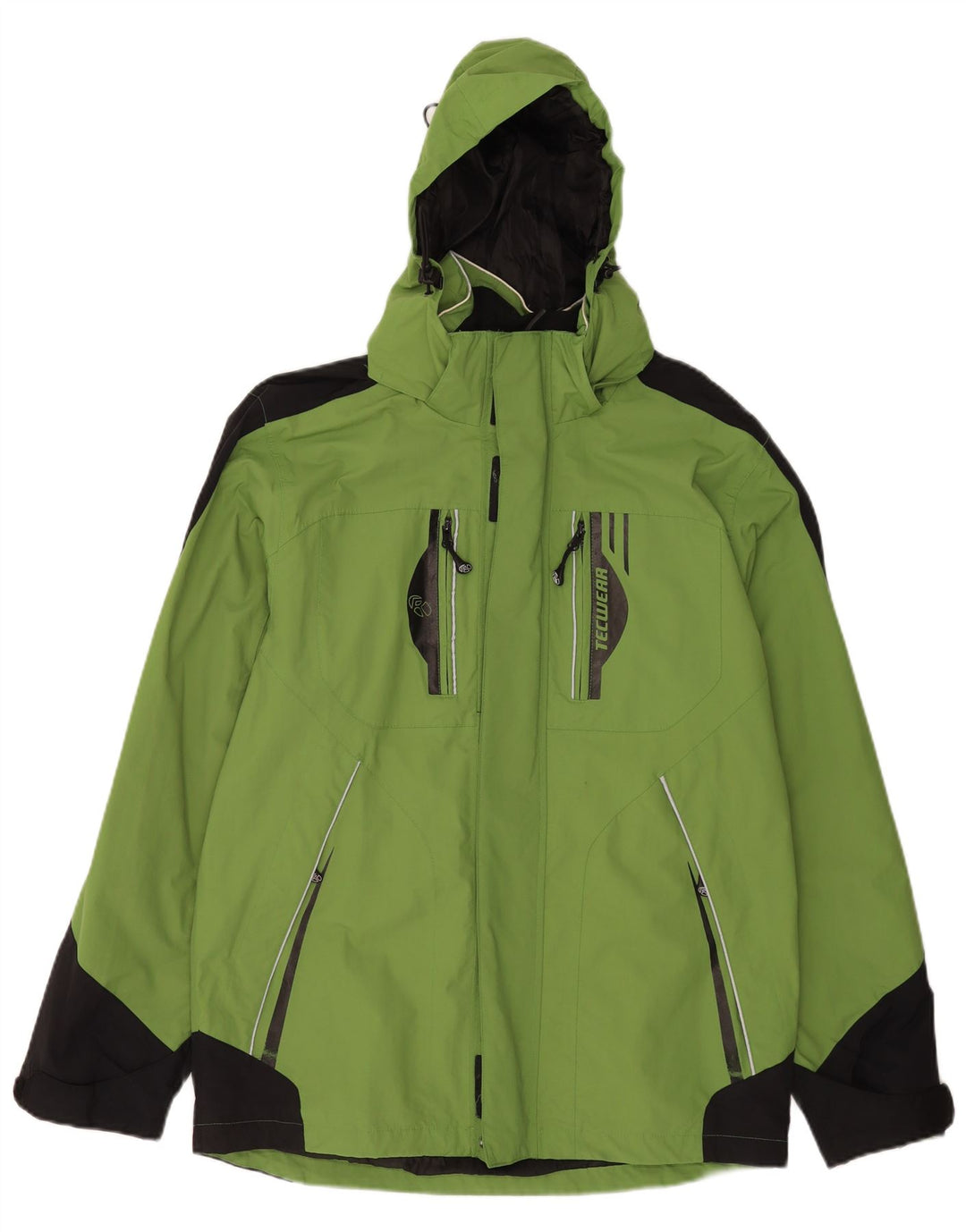 Giacca antipioggia vintage da uomo con cappuccio UK 38/40 Poliammide color block verde medio