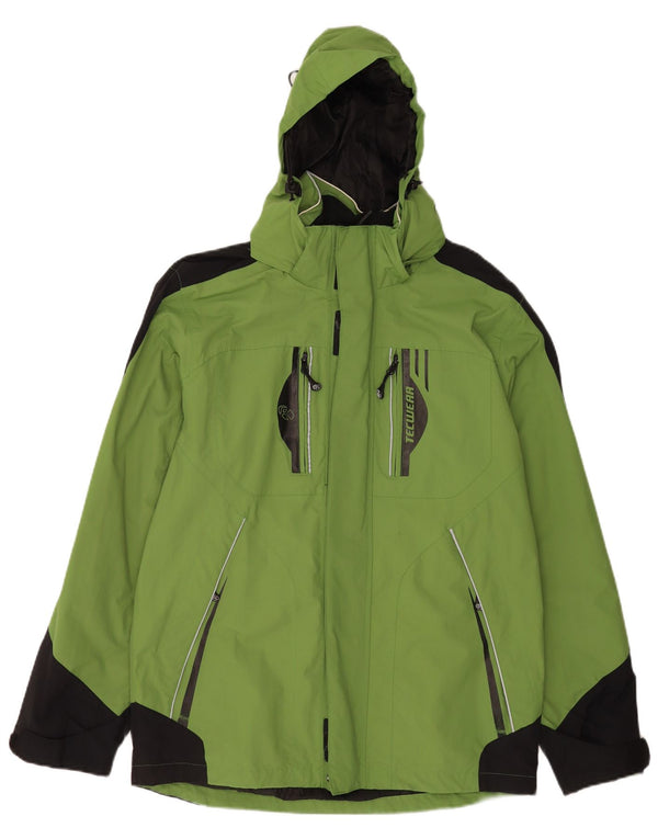 Giacca antipioggia vintage da uomo con cappuccio UK 38/40 Poliammide color block verde medio