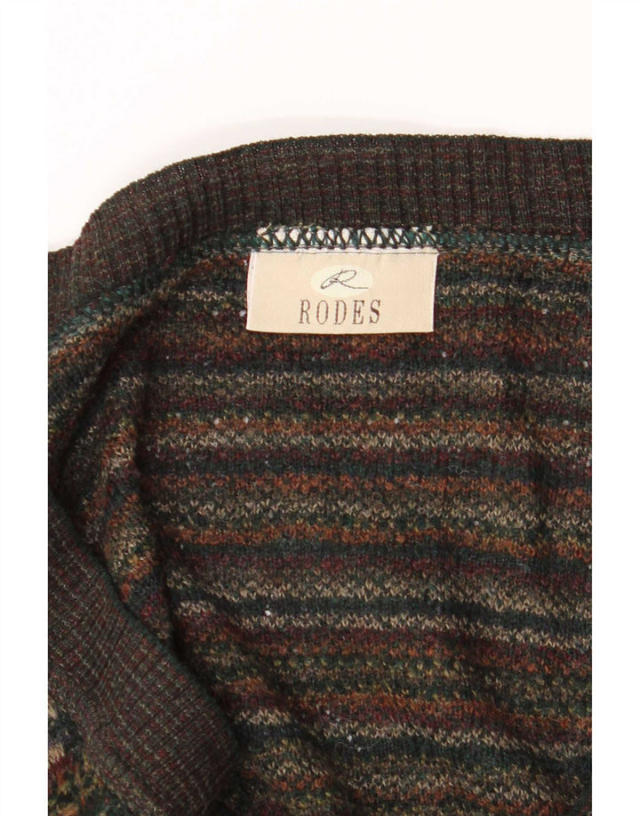 Maglione cardigan da uomo Rodes 2XL lana geometrica marrone