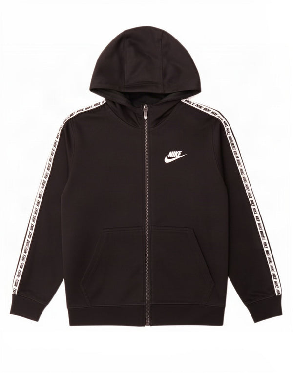 Felpa con cappuccio e zip grafica Nike da ragazzo, 8-9 anni, piccola, colore nero