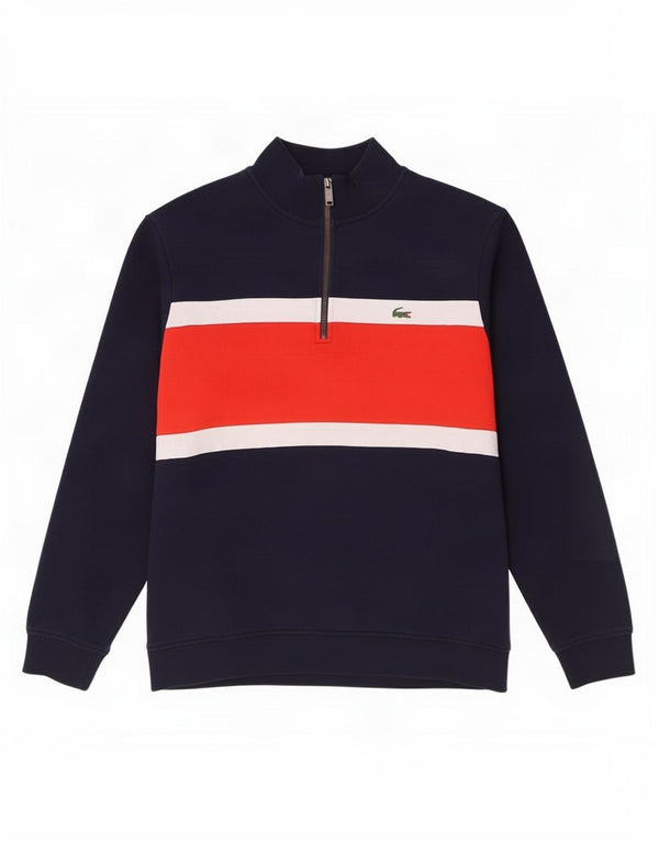 Felpa da uomo con collo con zip Lacoste, taglia 8 3XL, colore blu navy