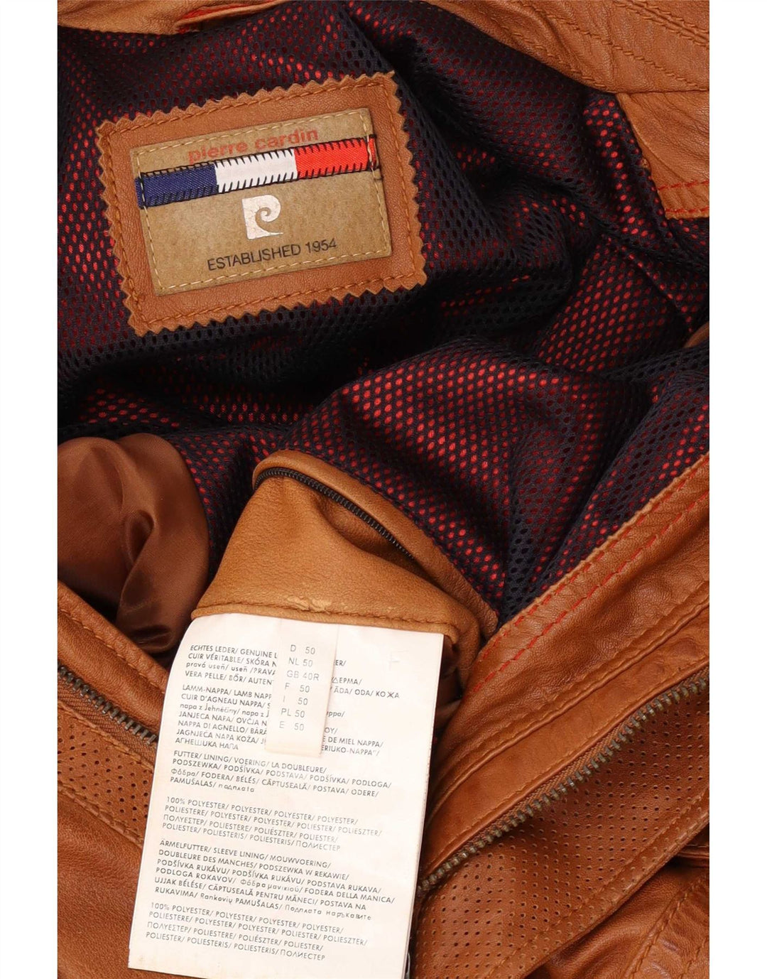 Giacca in pelle da uomo Pierre Cardin UK 40 grande in pelle marrone