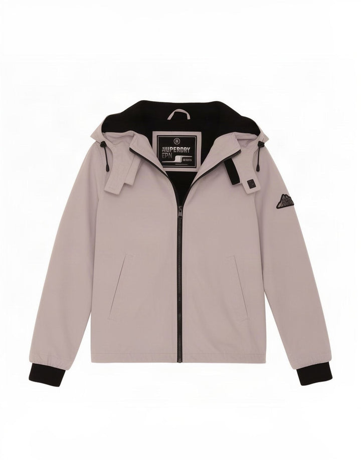 Giacca antipioggia da donna con cappuccio Superdry UK 12 Poliestere grigio medio