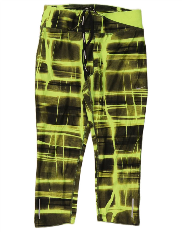 Pantaloni della tuta da donna Nike Dri Fit UK 8 Small Green Check Poliestere