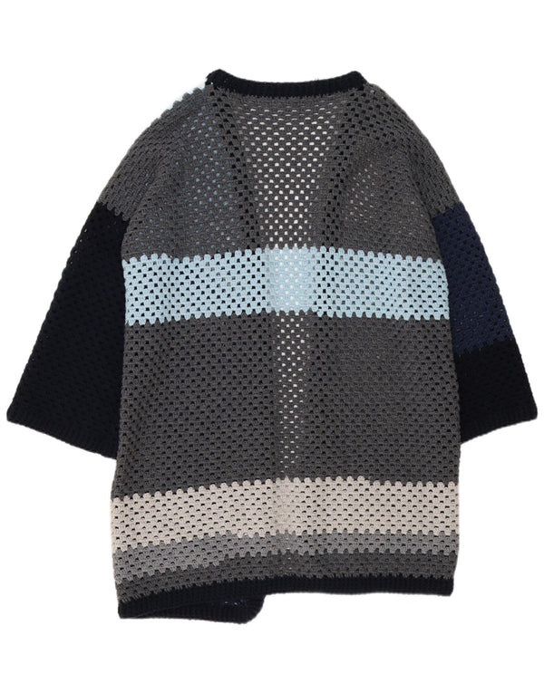 Maglione cardigan con maniche a 3/4 da donna vintage UK 16 grande multicolore