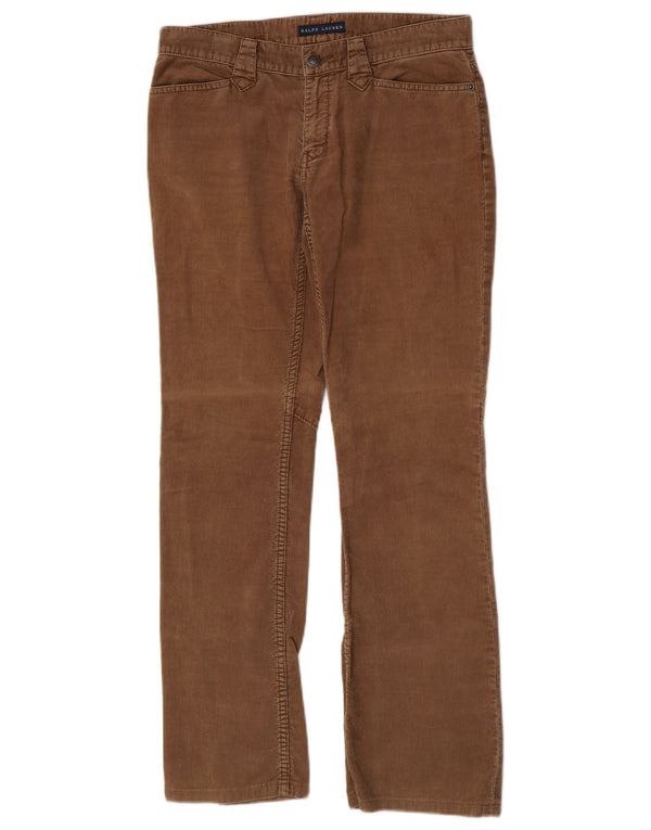 Pantaloni di velluto a coste bootcut a vita bassa da donna Ralph Lauren W28 L30 Marrone