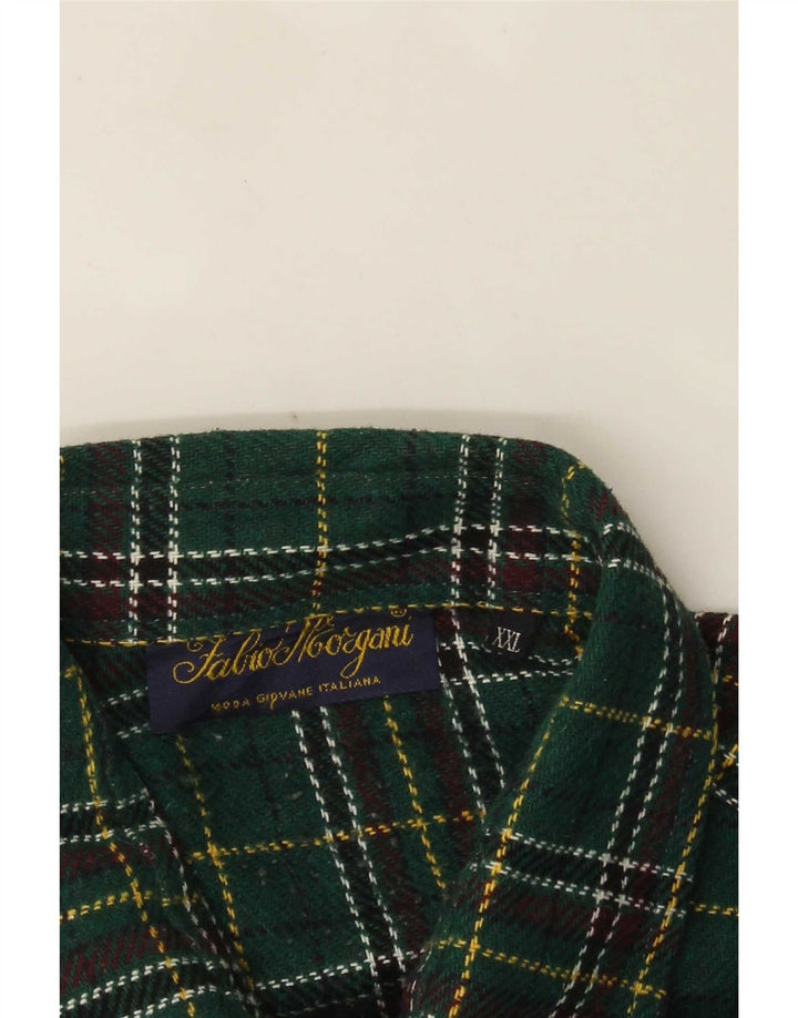 Camicia da uomo vintage in flanella 2XL a quadri verdi
