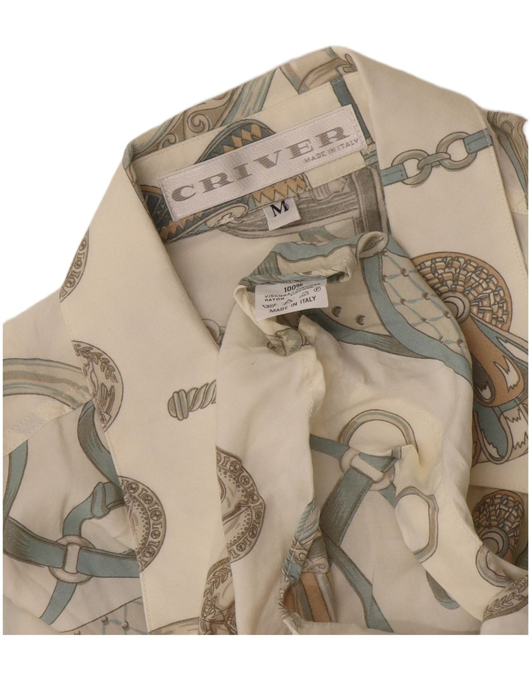 Criver Camicia da uomo con motivo astratto in viscosa bianca media