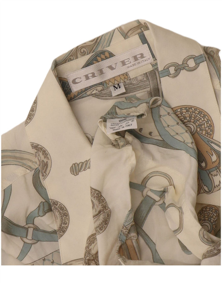 Criver Camicia da uomo con motivo astratto in viscosa bianca media