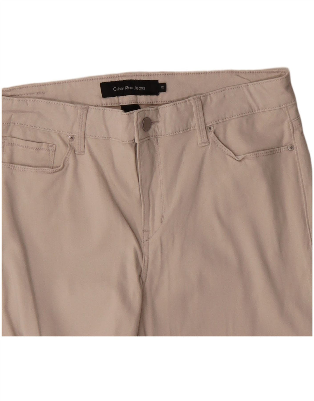 Pantaloni casual dritti da donna Calvin Klein US 12 Large W32 L29 Bianco