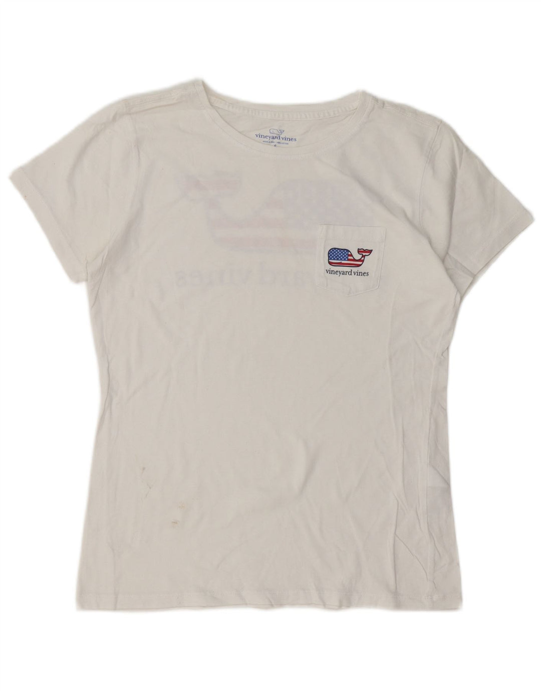VINEYARD VINES T-shirt grafica da donna Top UK 10 piccola in cotone bianco