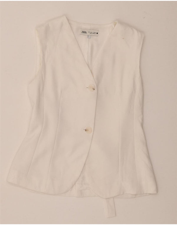 Gilet da donna Zara UK 10 piccolo poliestere bianco