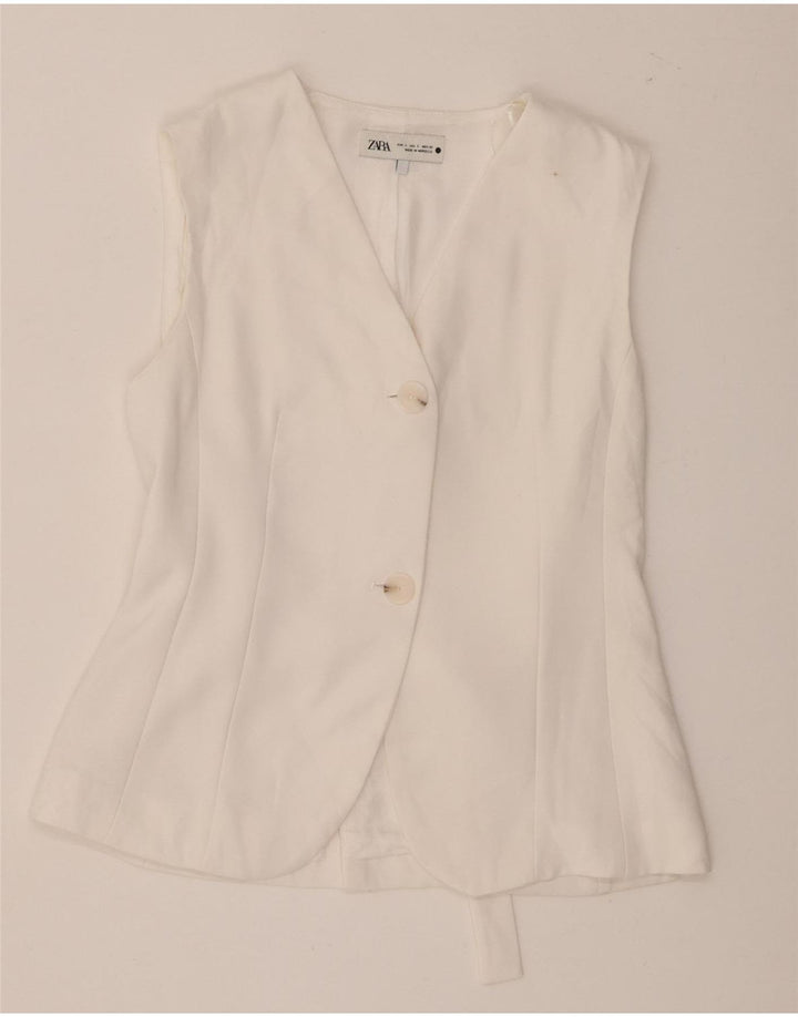 Gilet da donna Zara UK 10 piccolo poliestere bianco