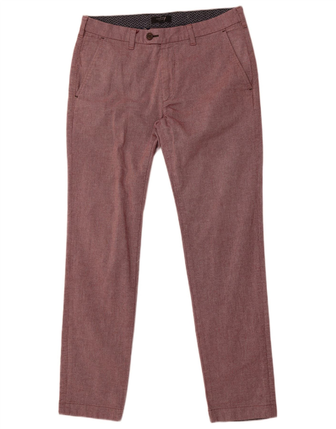 Pantaloni da abito dritti da uomo Ted Baker W32 L31 Maroon Cotton