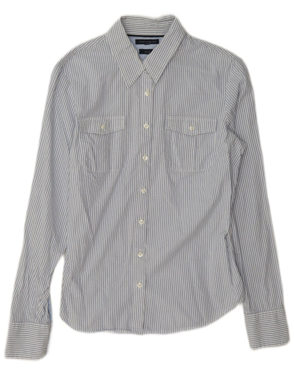 Camicia a maniche lunghe da donna Tommy Hilfiger UK 8 piccolo cotone a righe blu