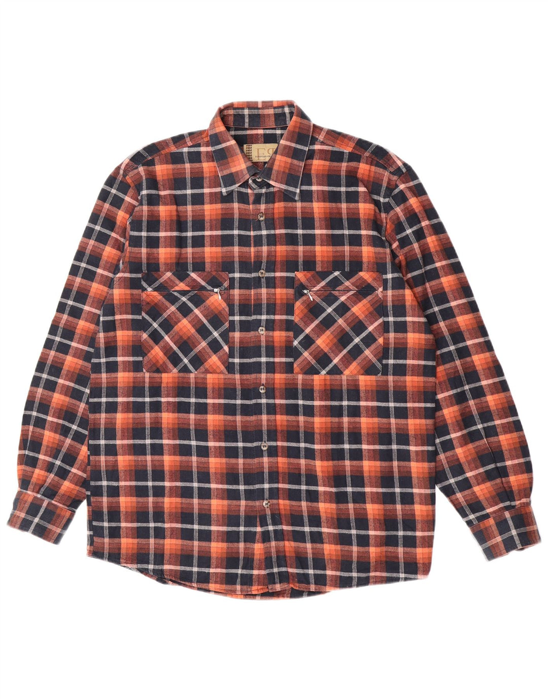 Camicia da uomo in flanella di European Project, cotone a quadri arancione medio