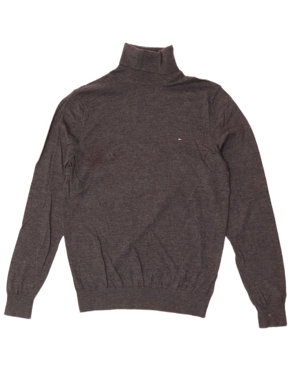 Maglione maglione a collo alto da uomo Tommy Hilfiger grande lana grigia