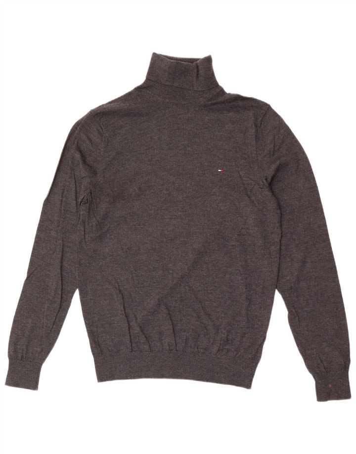 Maglione maglione a collo alto da uomo Tommy Hilfiger grande lana grigia