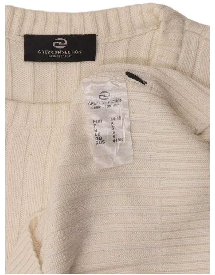 Maglione vintage da uomo girocollo piccolo in cotone bianco