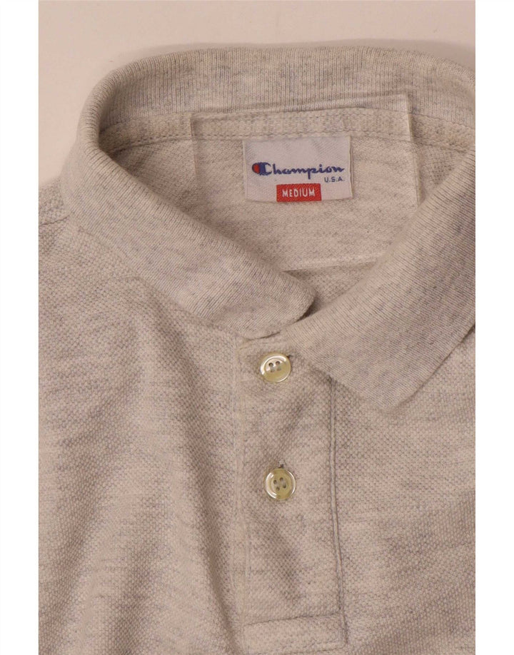 Polo da uomo a maniche lunghe Champion grigio medio chiazzato