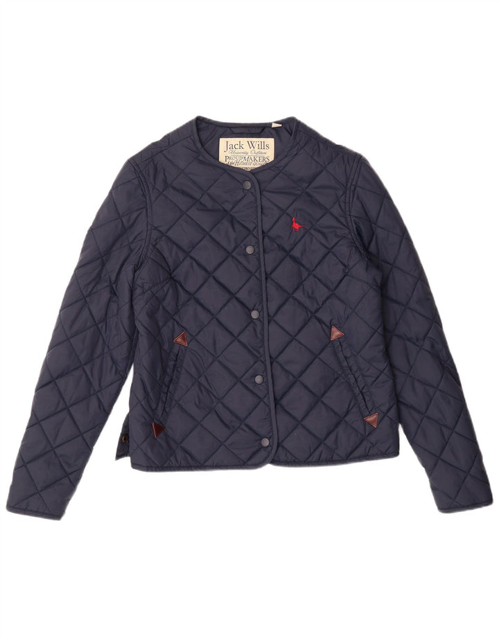 JACK WILLS Womens Quilted Jacket UK 10 Small  Navy Blue