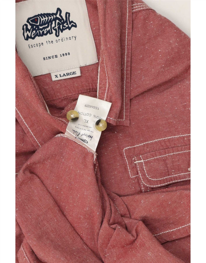 Camicia a maniche corte da uomo Weird Fish XL in cotone rosa