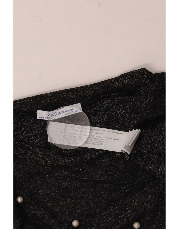 Top Zara Trafaluc da donna oversize manica 3/4 UK 10 piccolo poliestere grigio