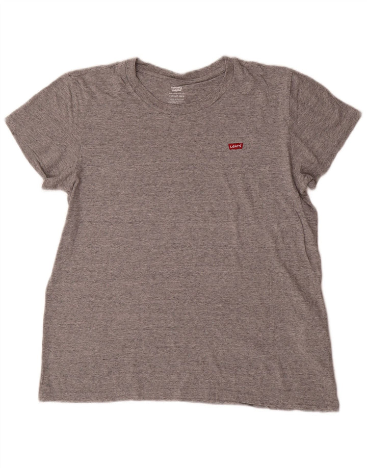 T-shirt da donna LEVI'S UK 16 grande cotone chiazzato grigio