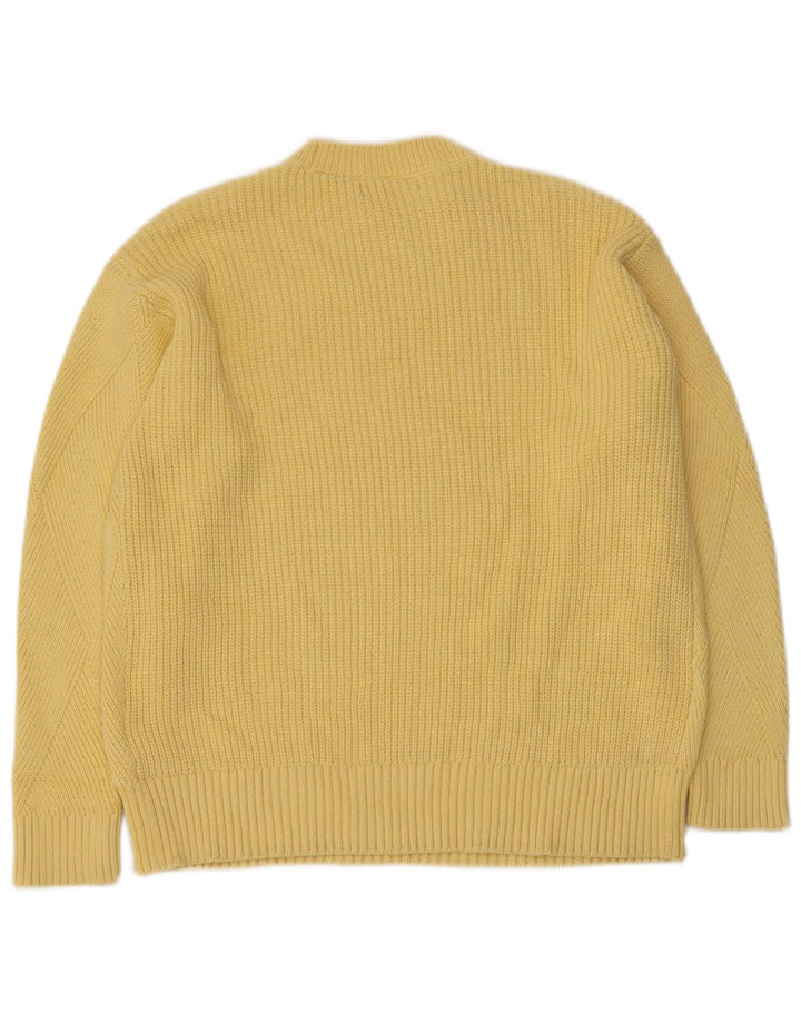 Maglione maglione girocollo da donna Marks & Spencer UK 14 cotone giallo medio