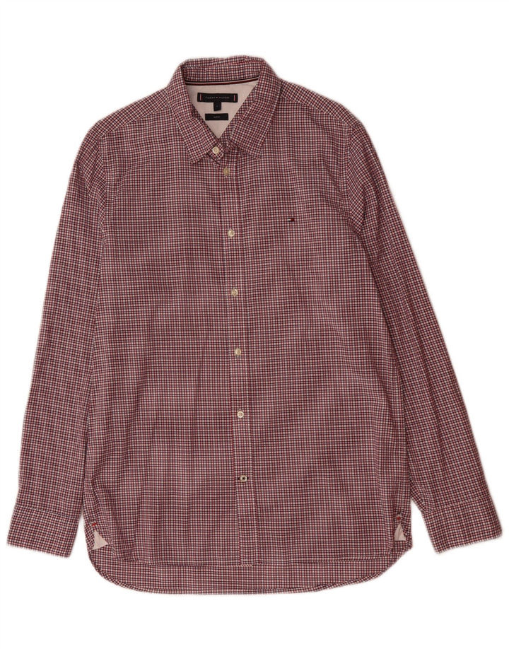 TOMMY HILFIGER Camicia slim fit da uomo grande in cotone a quadretti rosa