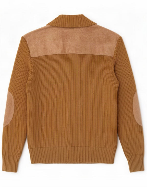 Maglione cardigan in pelle scamosciata da uomo C&A IT 52/54 Large Beige Poliacrilico