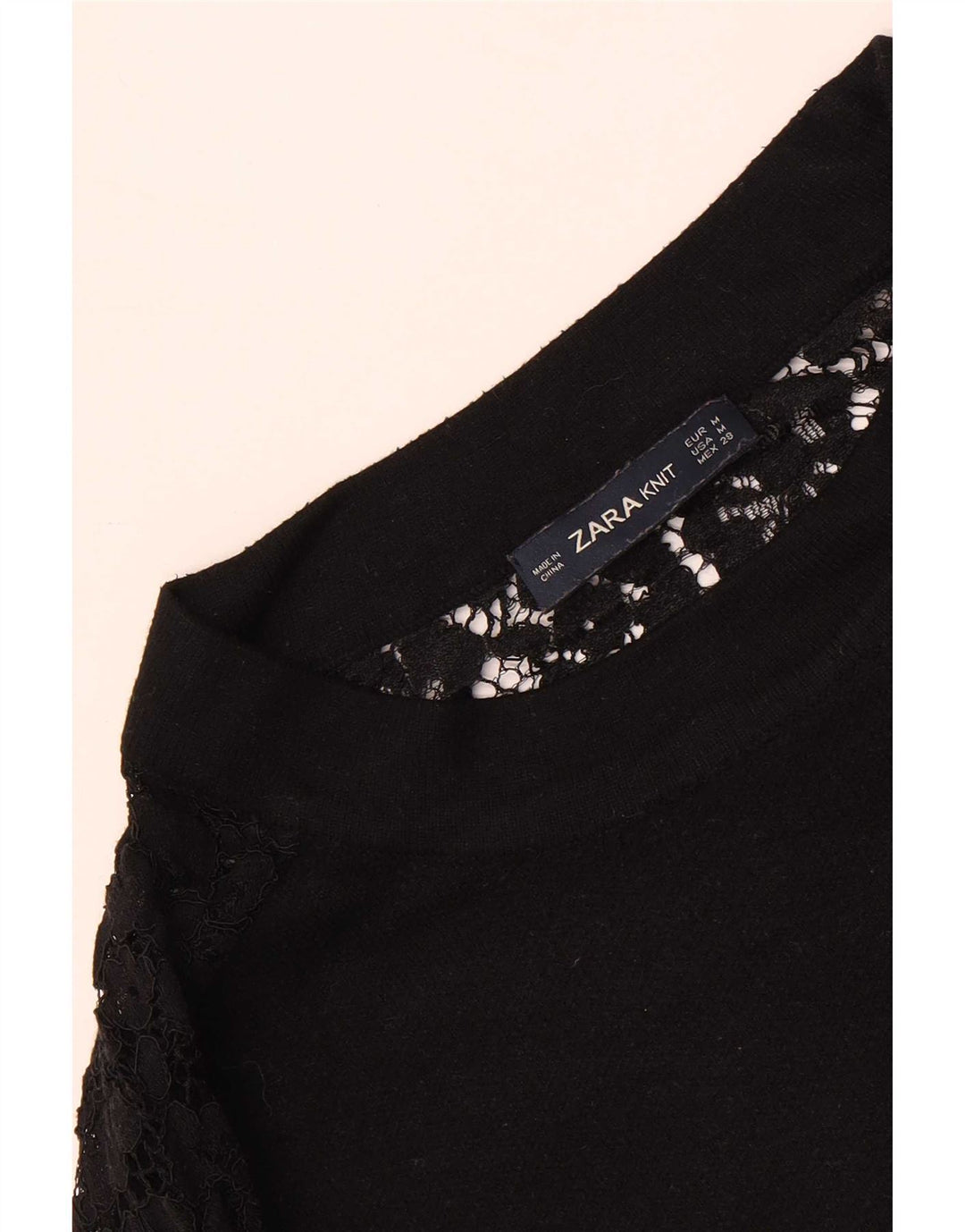 Top Zara da donna a maniche lunghe UK 14 medio nero floreale