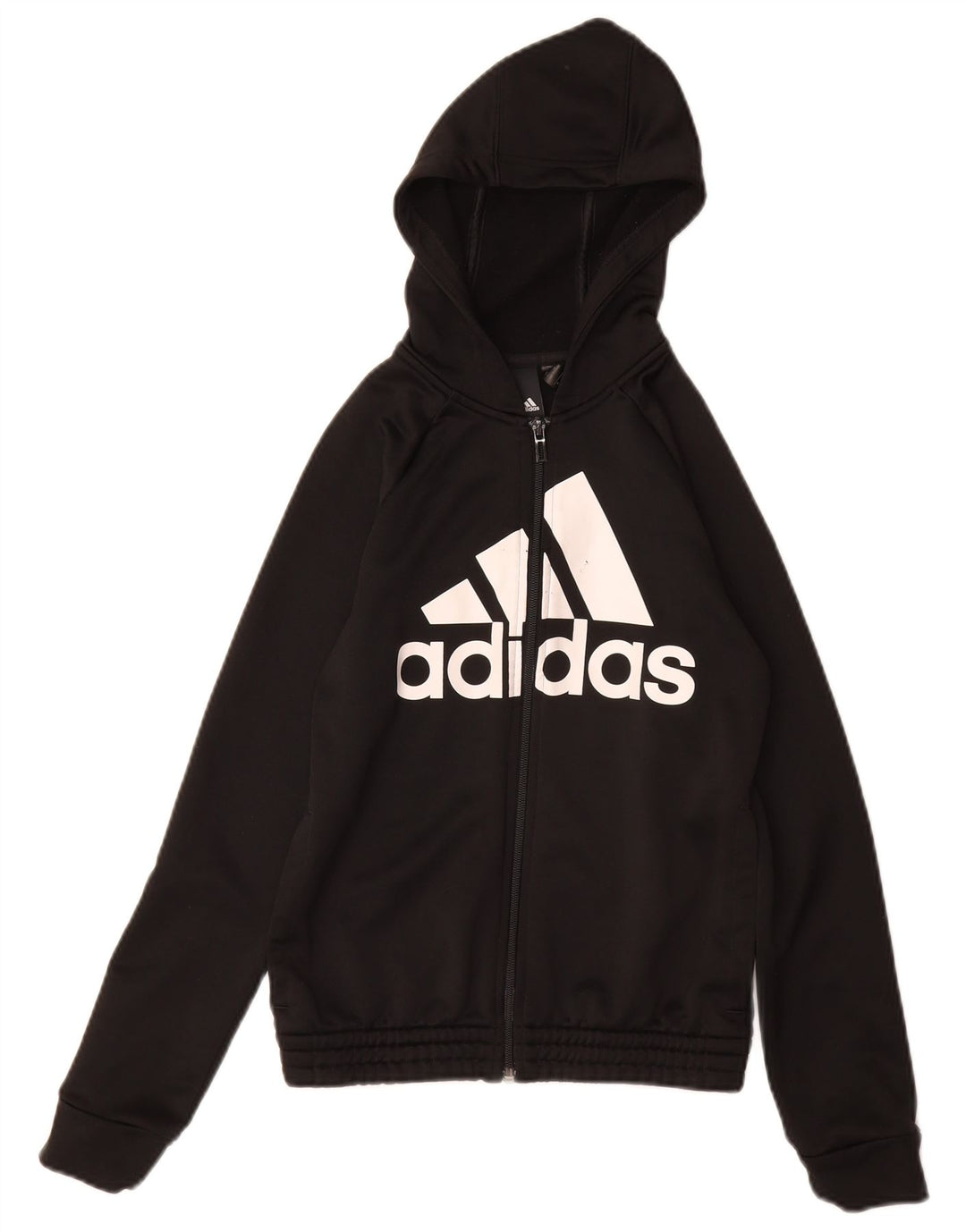 Felpa con cappuccio con zip grafica ADIDAS per ragazze 11-12 anni in poliestere nero