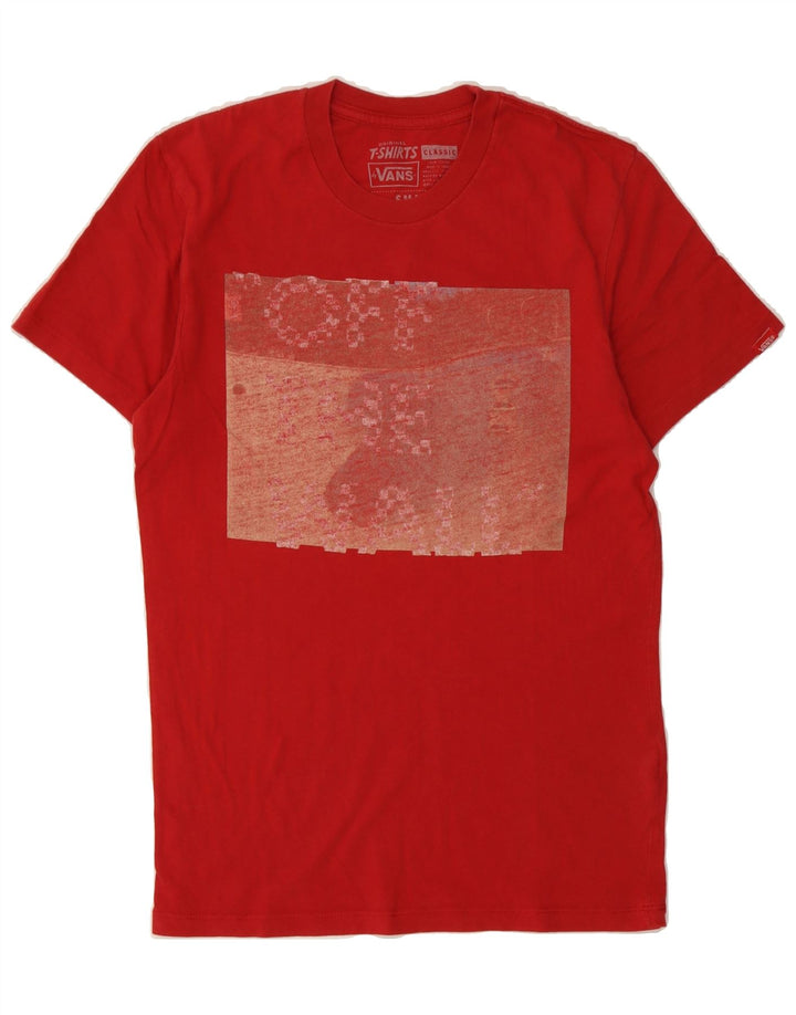 VANS Mens Classic Fit Graphic T-Shirt Top Small Red Cotton Vintage Vans and Second-Hand Vans from Messina Hembry 