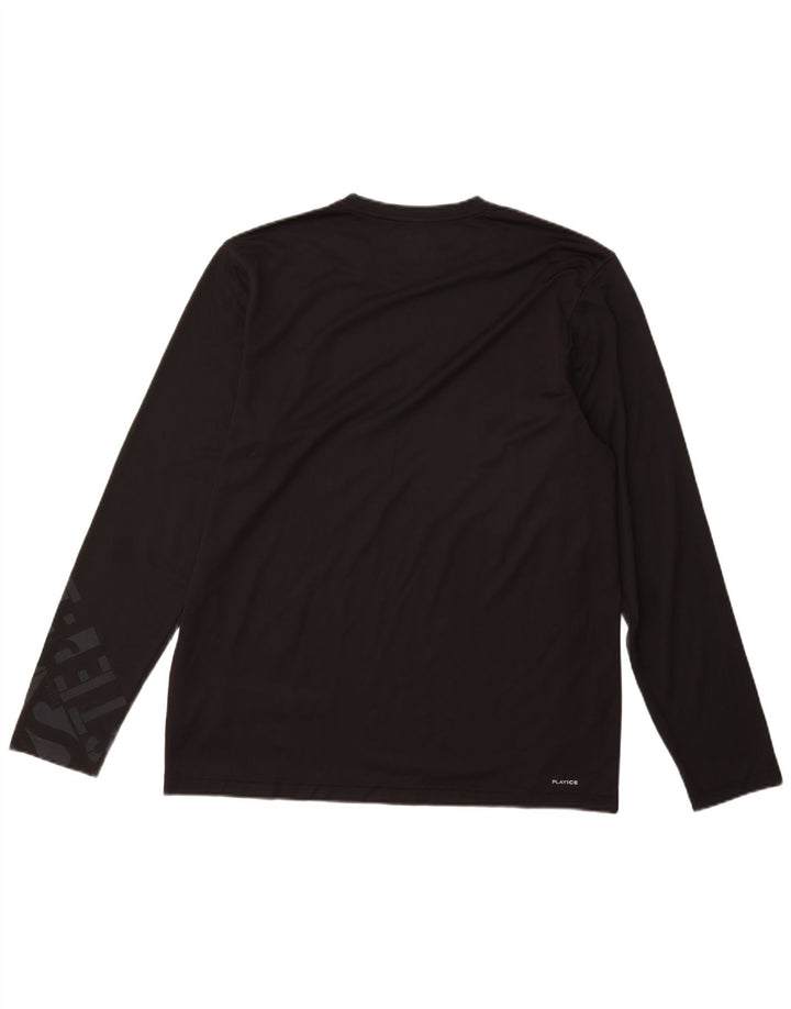 Top Reebok da uomo con grafica a maniche lunghe, grande, in poliestere nero