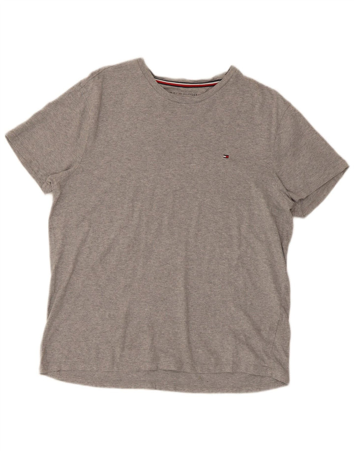 T-shirt da uomo a maniche corte con vestibilità regolare Tommy Hilfiger Top in cotone grigio medio