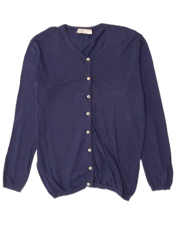 Maglione cardigan da donna Zara UK 14 cotone blu navy medio