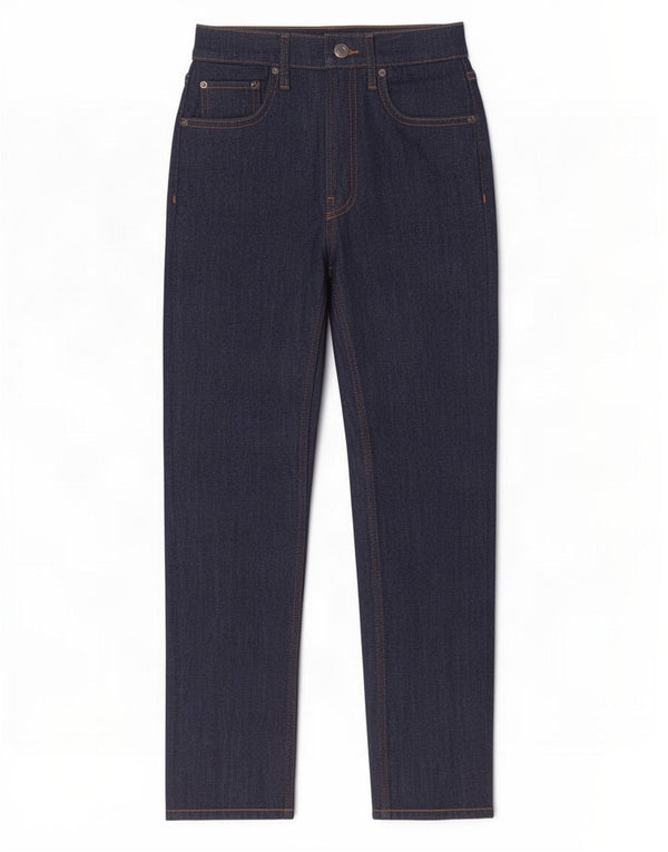 Jeans dritti a vita alta da donna Zara EU 36 XS W26 L27 cotone blu navy