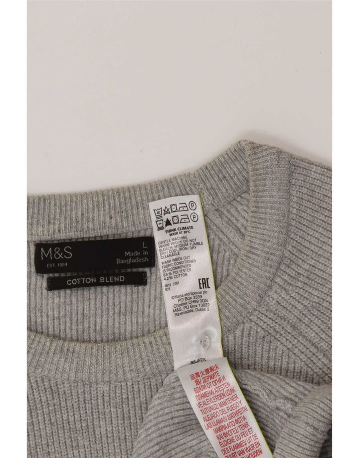 Marks & Spencer Maglione girocollo da uomo grande grigio in poliestere
