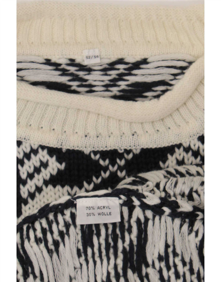 Maglione vintage da uomo con collo dolcevita IT 52/54 Grande nero geometrico