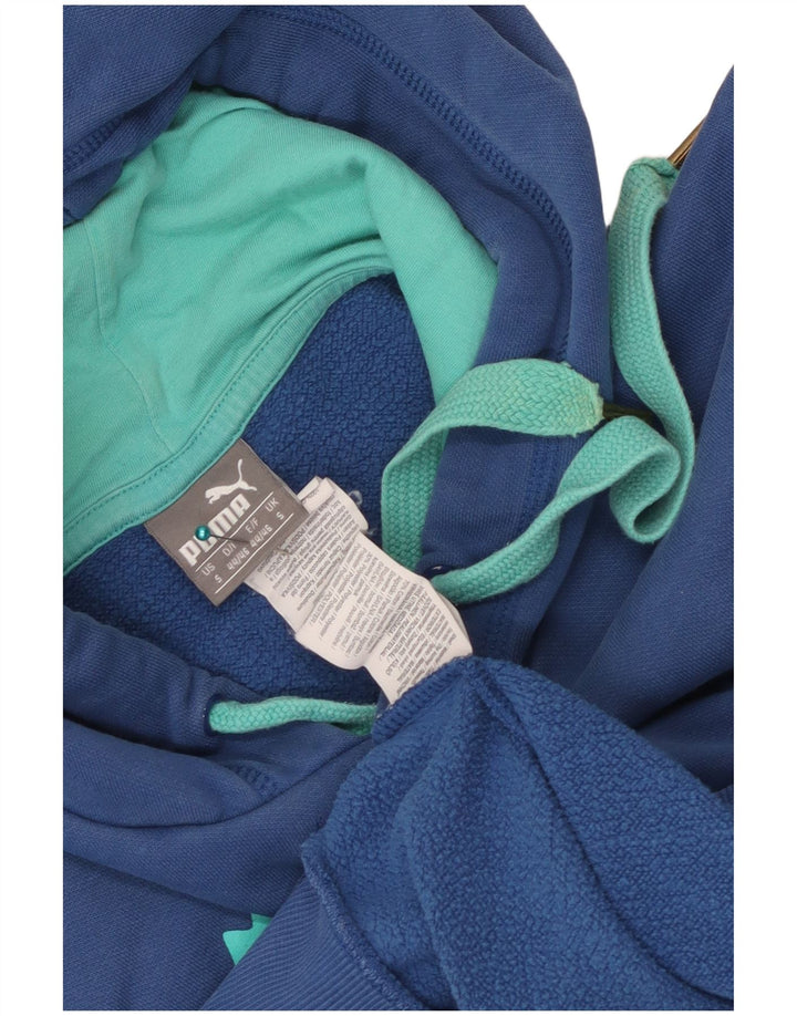 Felpa con cappuccio grafica da uomo Puma piccola in cotone blu