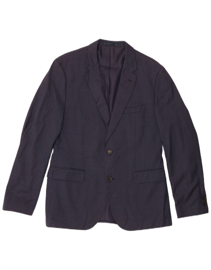 Giacca blazer da uomo a 2 bottoni HUGO BOSS EU 52 XL blu navy a quadri in lana