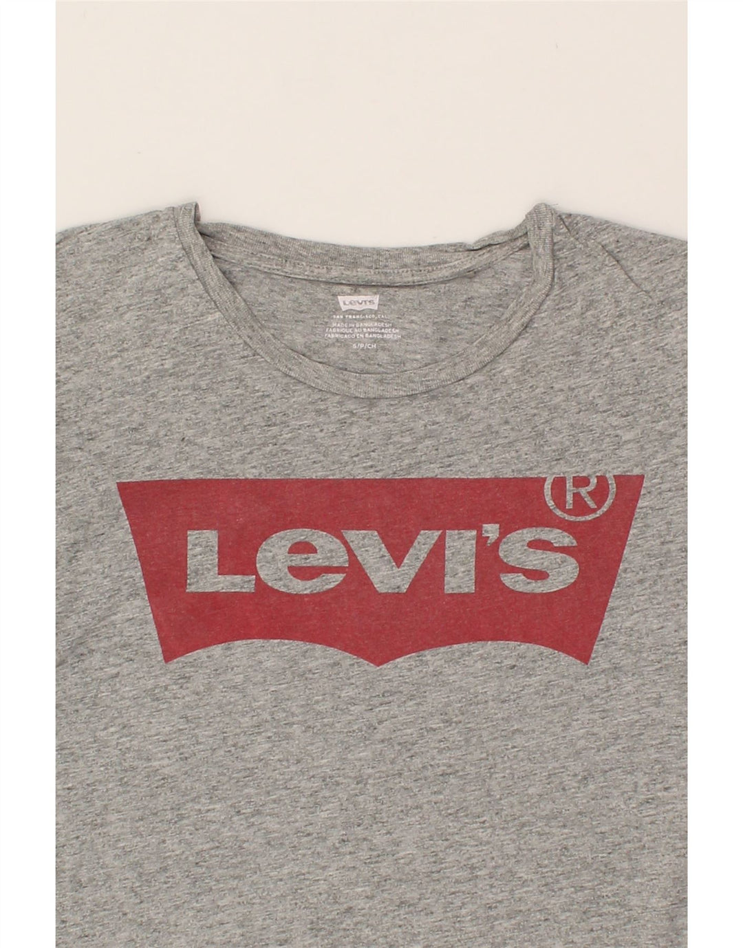 LEVI'S Womens Graphic T-Shirt Top UK 10 Small Grey Flecked Vintage Levi's and Second-Hand Levi's from Messina Hembry 