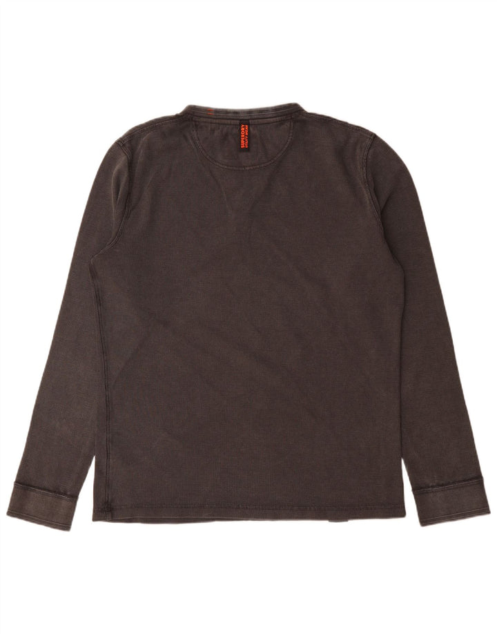 Top da uomo a maniche lunghe Superdry in cotone grigio grande