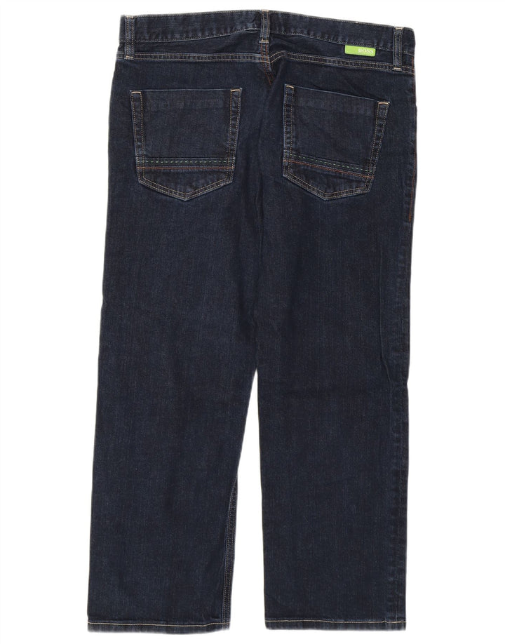 Jeans cropped da uomo HUGO BOSS W33 L25 cotone blu navy