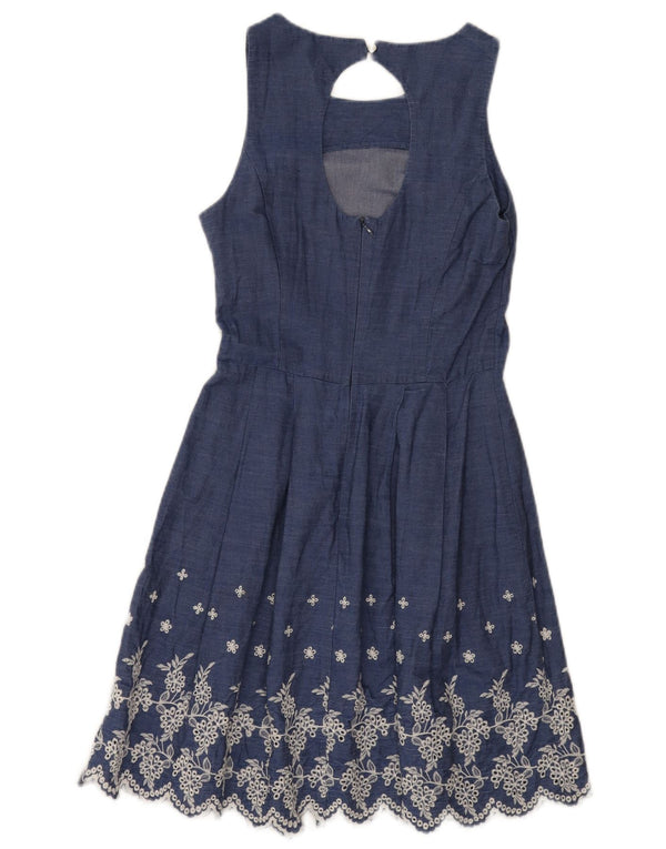 Abito a trapezio senza maniche da donna Oasis UK 8 Piccolo cotone floreale blu
