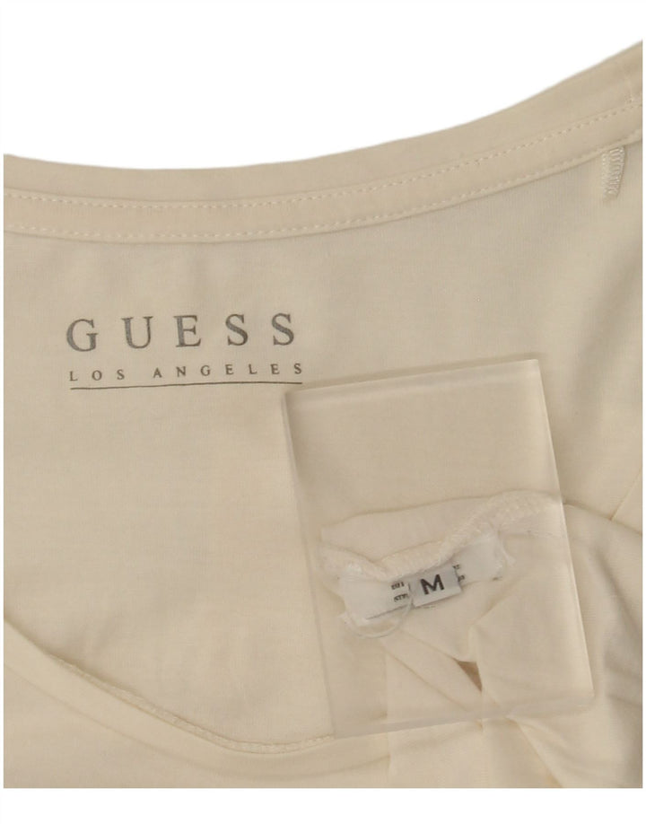 Guess Top grafico da donna a maniche lunghe UK 12 medio bianco sporco