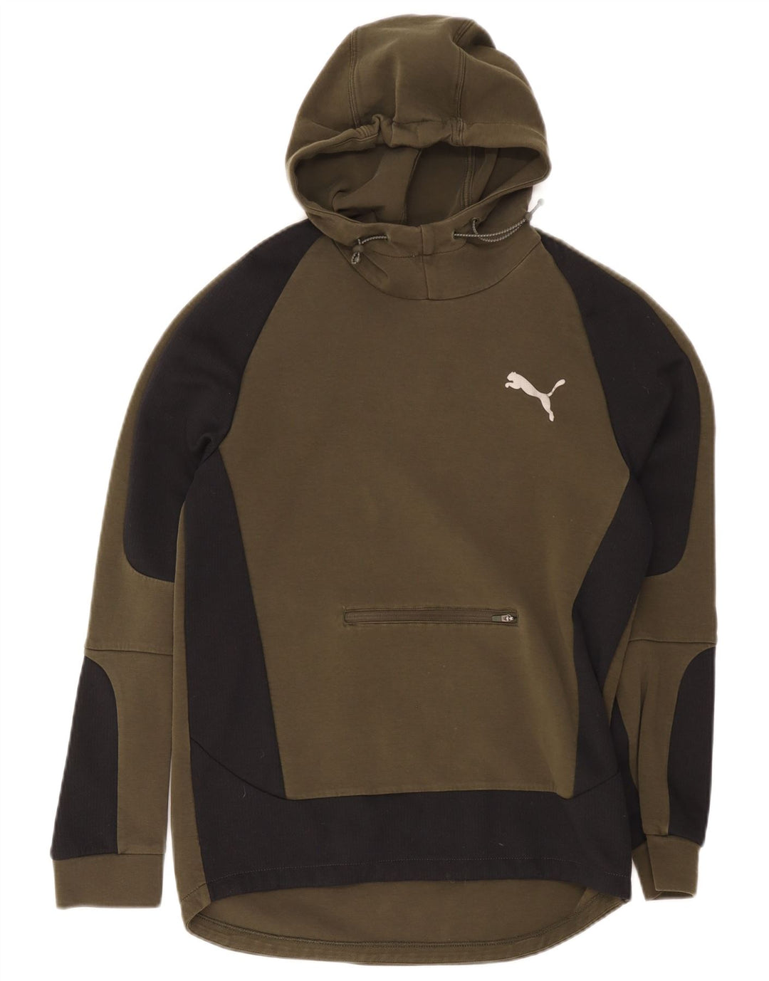 Felpa con cappuccio da uomo Puma in cotone color block verde medio