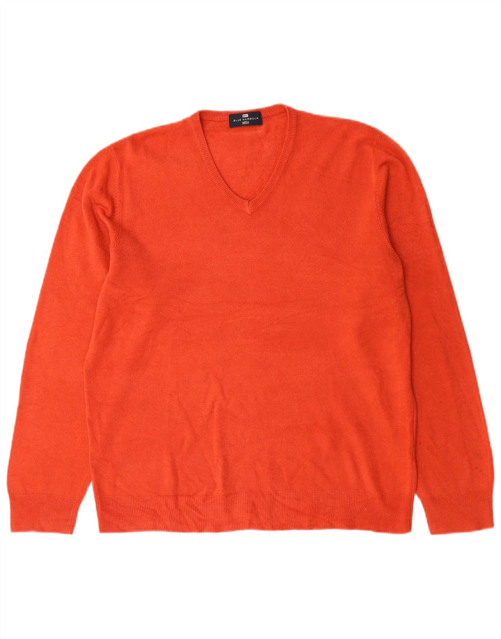 Marks & Spencer Maglione da uomo con scollo a V blu Harbour Grande acrilico rosso